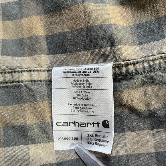 Carhartt Shirt Mens 3XL Green Plaid Workwear Relaxed Fit Button Down Outdoor - Picture 8 of 11